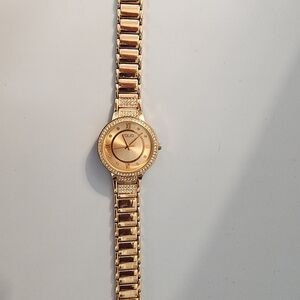 Women's Elegant Gold Tone Watch with Crystal Details By Folio. #1